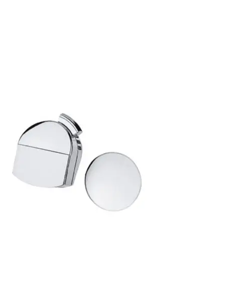 Chromfarbener Einlauf mit runder Abdeckung und gewölbter Form, hergestellt von Hansgrohe. Das Produkt ist für die Montage an einer Badewanne konzipiert.
